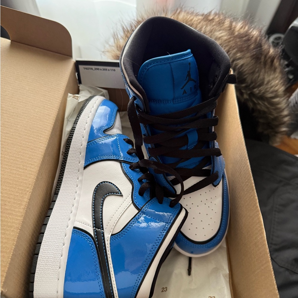 Air Jordan High-Top Sneakers in Blue and White
